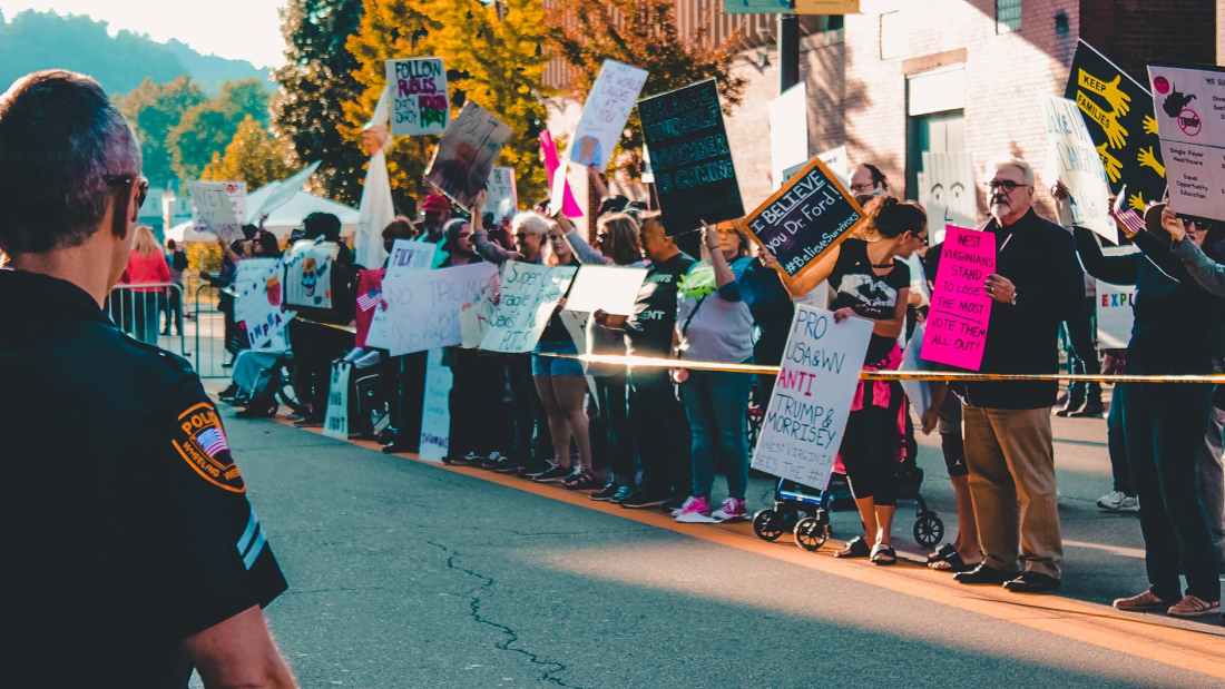 protesters on the street